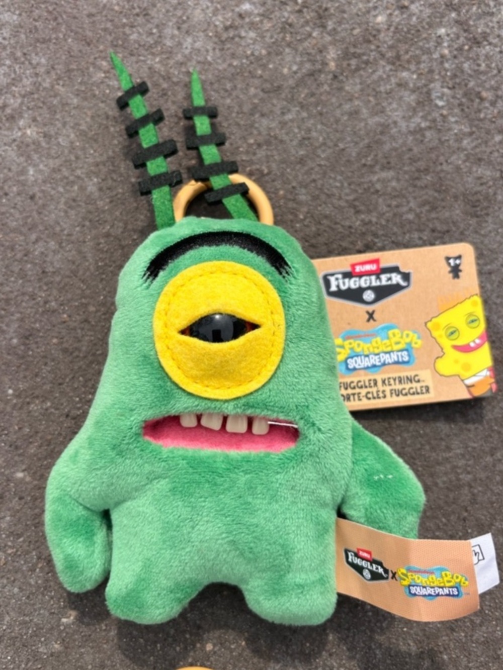 Viral Fuggler Green Sheldon Plankton Plush Keyring sponge bob